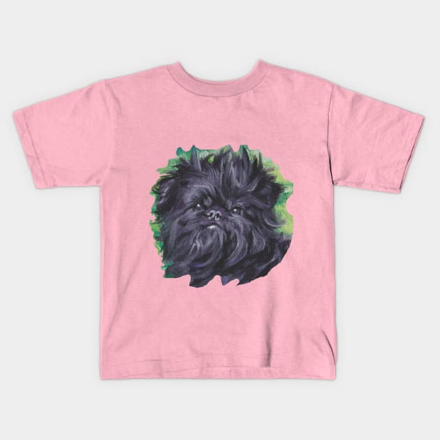 Affenpinscher Fine Art Painting Kids T-Shirt by LASHEPARD